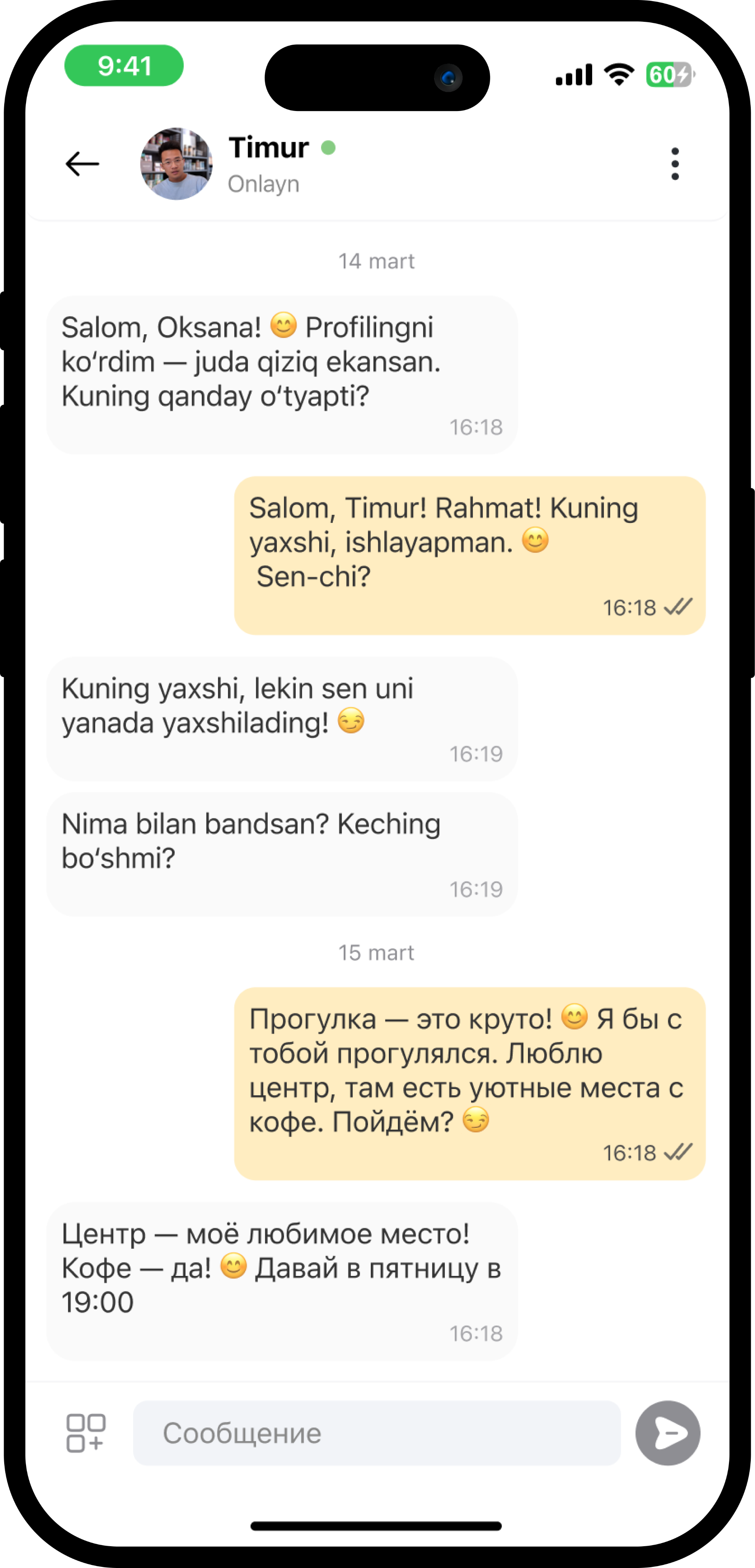 Chat qiling va uchrashuv belgilang
